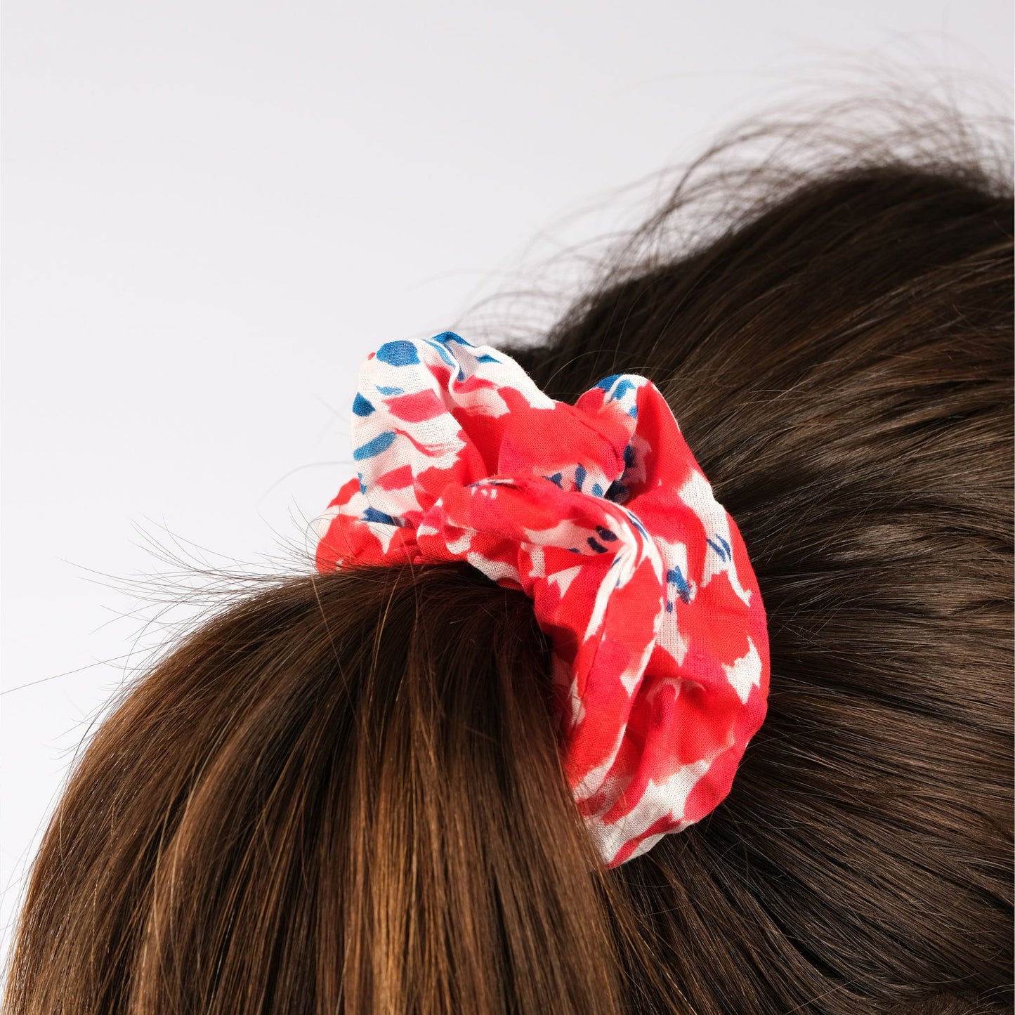 Red Zig Zag Print Tod Organic Hair Scrunchie