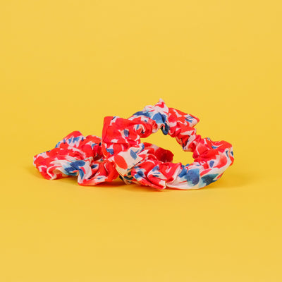Red Zig Zag Print Tod Organic Hair Scrunchie