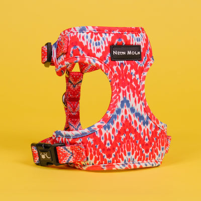 red chevron dog neoprene mesh harness