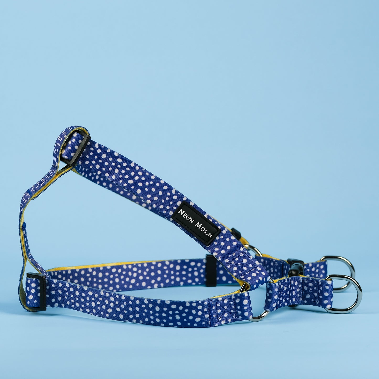 The Minnie polka dot blue step in harness - size large