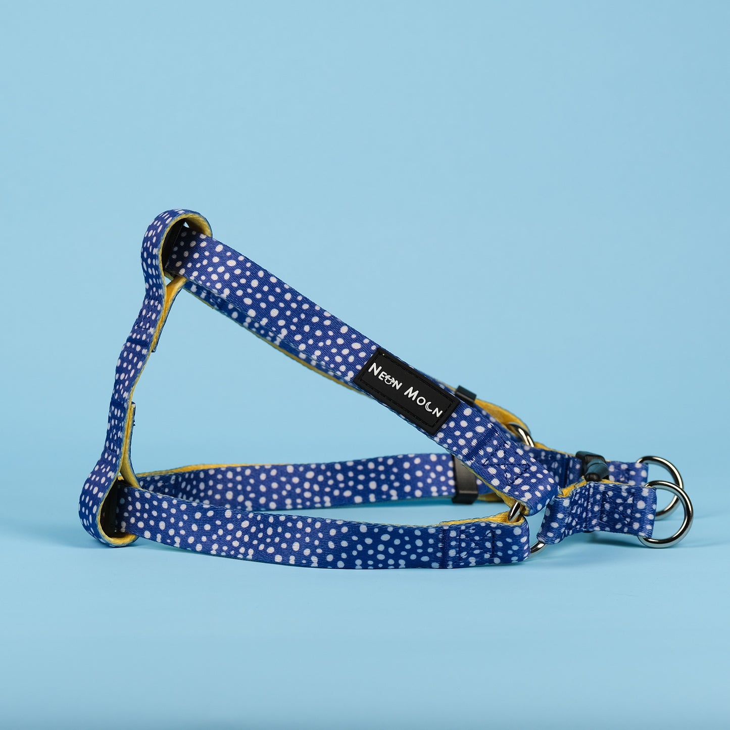 The Minnie polka dot blue step in harness - size small