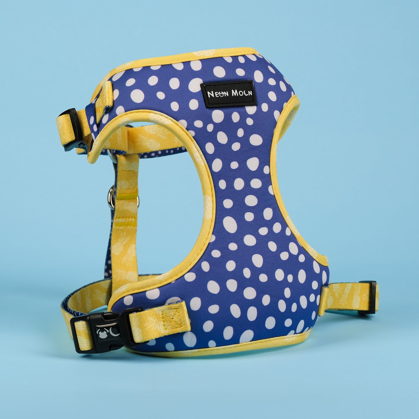 The Minnie mesh adjustable neoprene harness polka dot blue size large