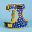 The Minnie mesh adjustable neoprene harness polka dot blue size medium