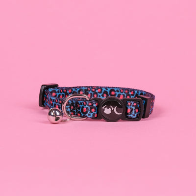 Blue Leopard Print Willow Cat Collar with bell